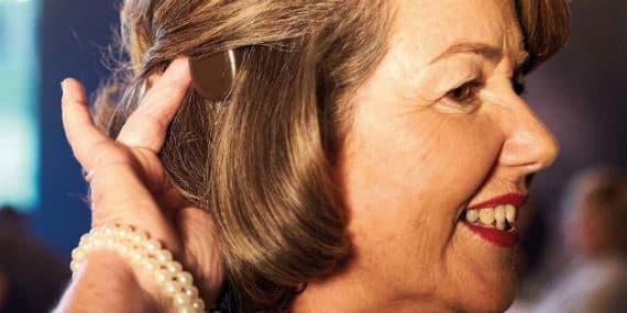 older woman with a cochlear impant