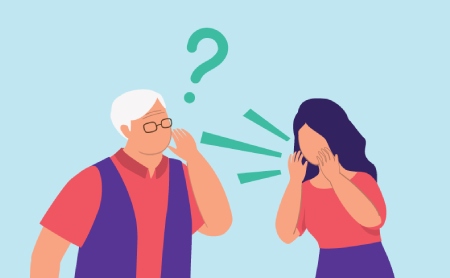 Person talking and another person not being able to hear at all